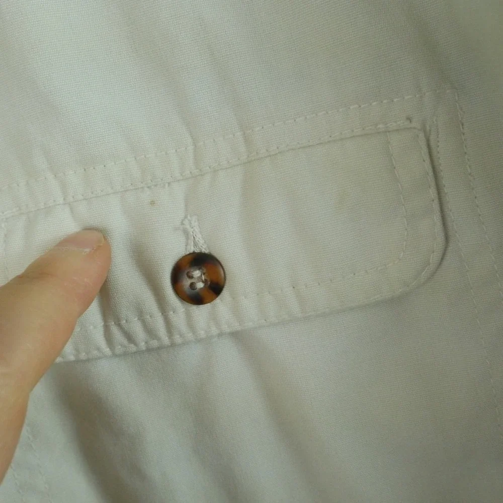 Vintage 90s Mens Barn Jacket Cream Corduroy Trim Chore Coat L Fisherman Utility